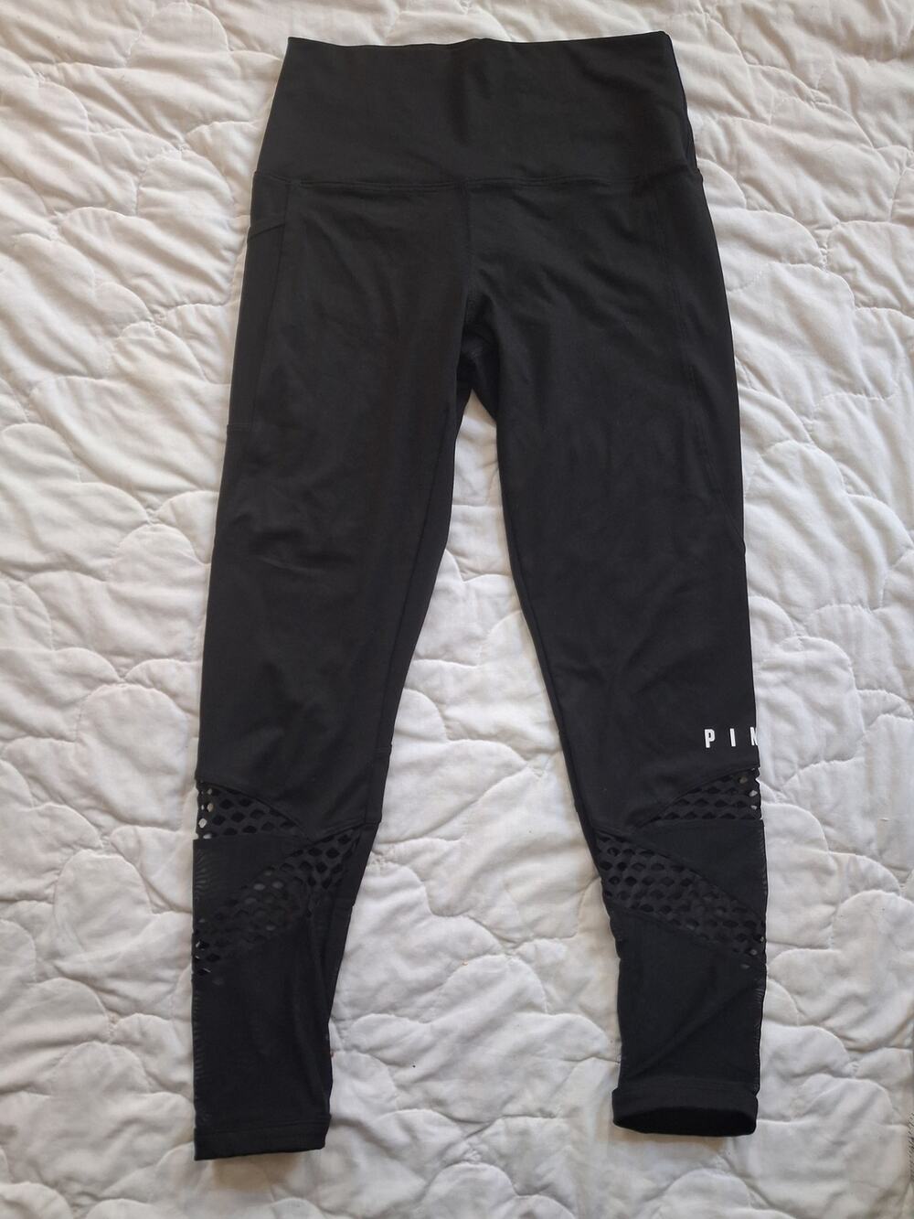 PINK Victoria’s Secret Ultimate Black High Rise Mesh Leggings Small